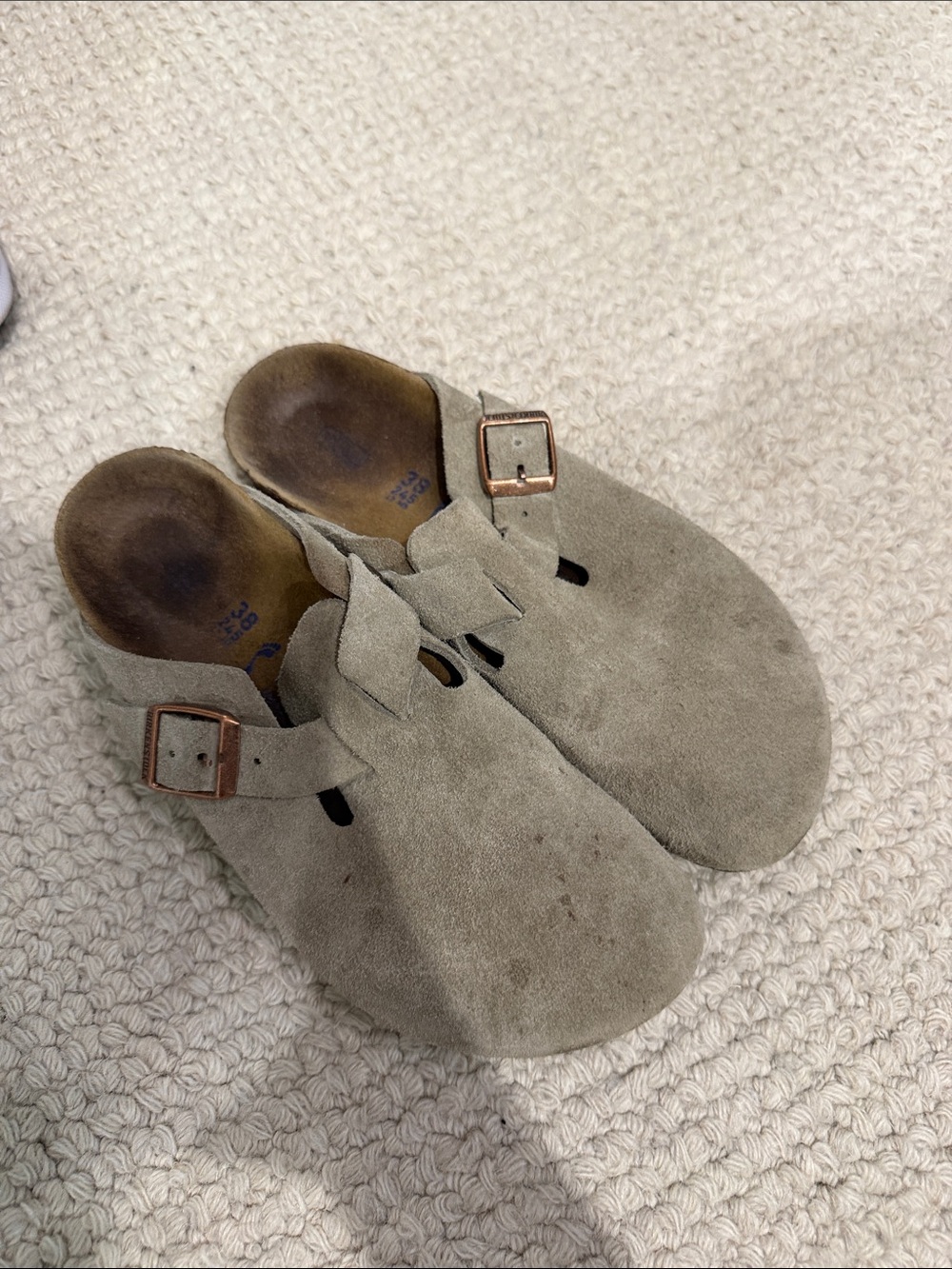 Birkenstock Suede Clog Mules in Taupe